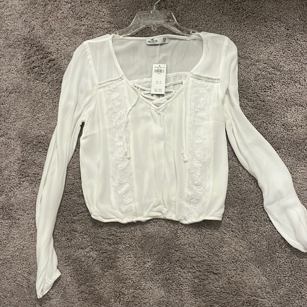 White night long sleeve hollister shirt